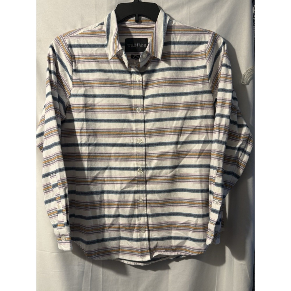 Wildfang Essential Long Sleeve Flannel Button Up XS Stripe Cotton NWT